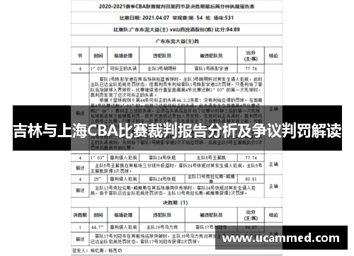 吉林与上海CBA比赛裁判报告分析及争议判罚解读