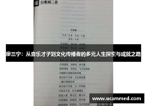廖三宁：从音乐才子到文化传播者的多元人生探索与成就之路